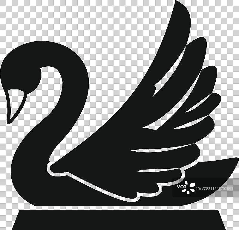 黑天鹅以简约风格展开翅膀图片素材