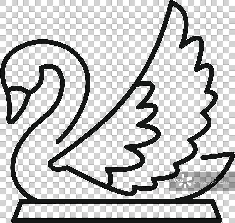 瓷制天鹅雕像展开翅膀图片素材