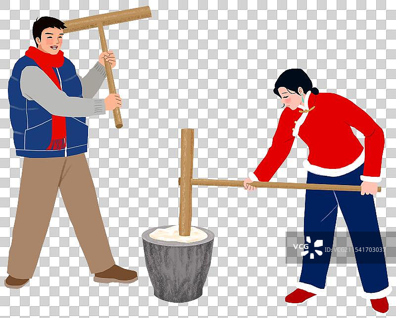 节日里打糍粑的女子和男子图片素材