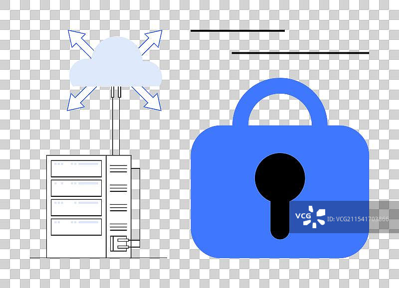 云计算与安全数据服务器和锁图片素材