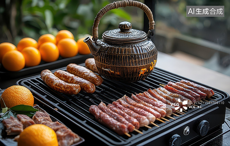 【AI数字艺术】烧烤和围炉煮茶图片素材