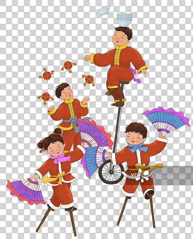 年俗插画杂耍图片素材