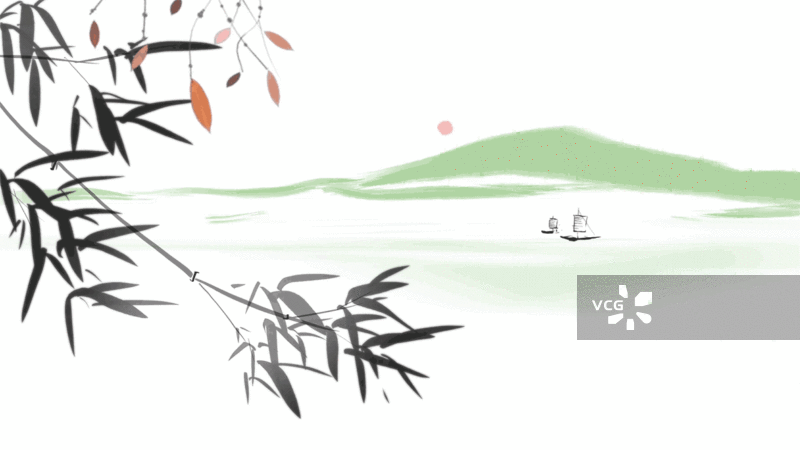 水墨，中国画，竹子，湖泊图片素材