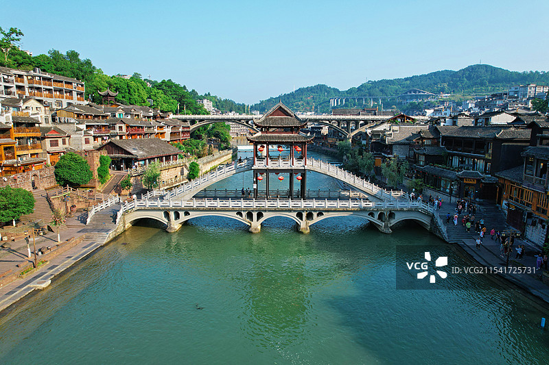 凤凰古城航拍图片素材