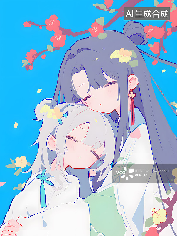 【AI数字艺术】3d水墨水彩可爱的小女孩仙侠场景头像图片素材