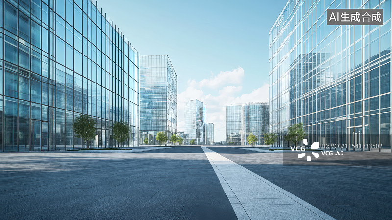 【AI数字艺术】现代城市建筑风光道路平台 柏油路图片素材