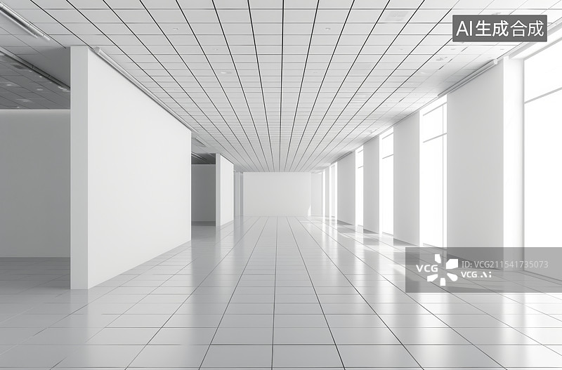 【AI数字艺术】现代简约干净的室内空间图片素材