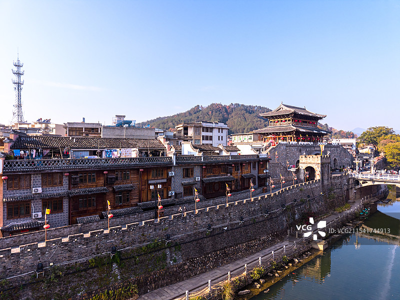 中国最美山城之一福建长汀古城图片素材