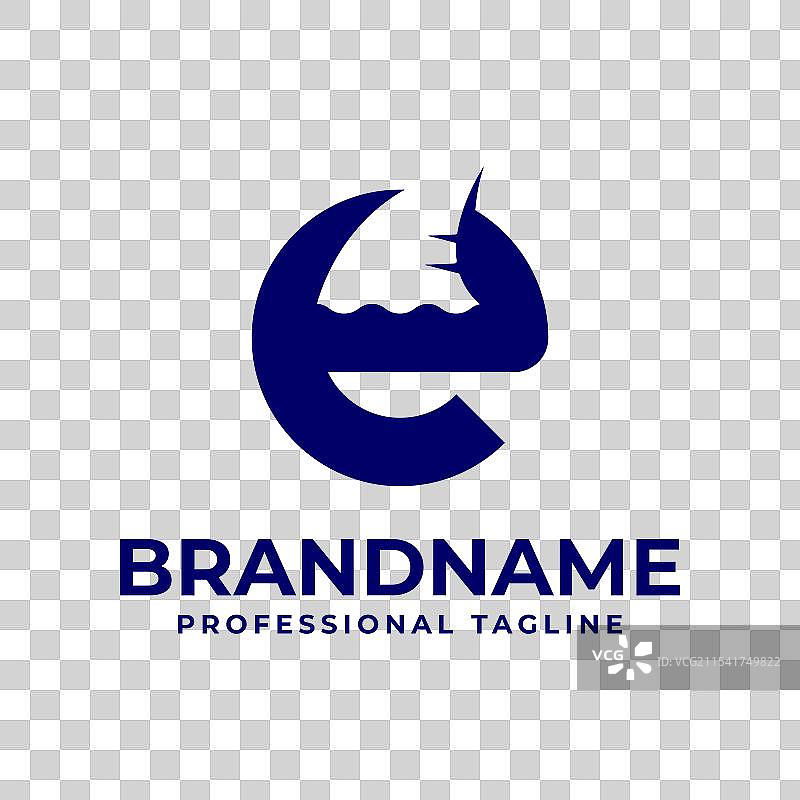 与任何相关业务的初始字母“e”鲨鱼鳍标志图片素材