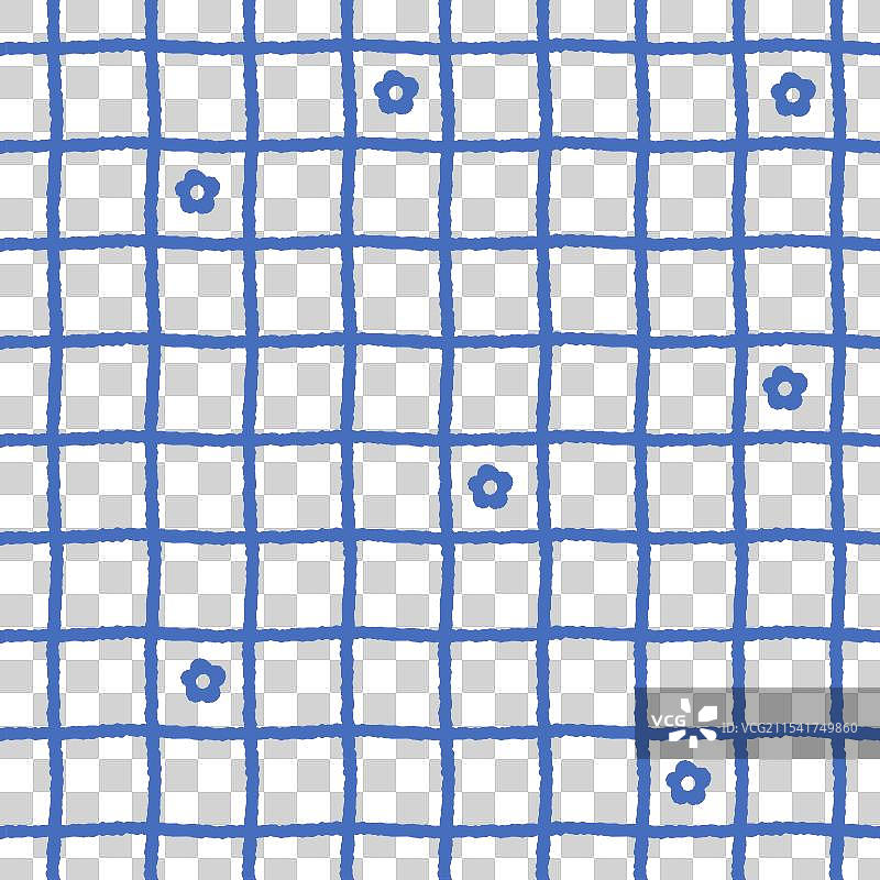 俏皮的花卉网格无缝图案图片素材