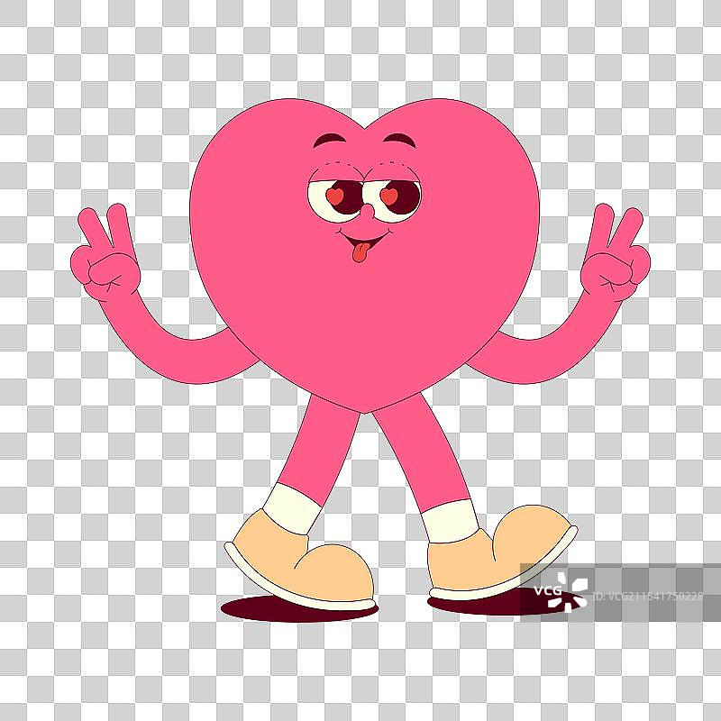 复古迷人的心形角色贴纸图片素材