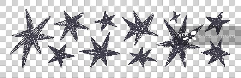 星星、蜡笔和粉笔质感的涂鸦图片素材