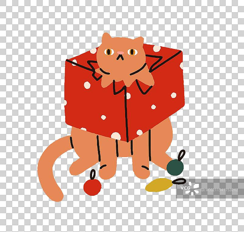 调皮的猫咪在撕破的圣诞礼物盒里图片素材