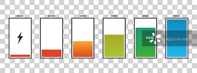 手机电池充电状态平面符号集图片素材