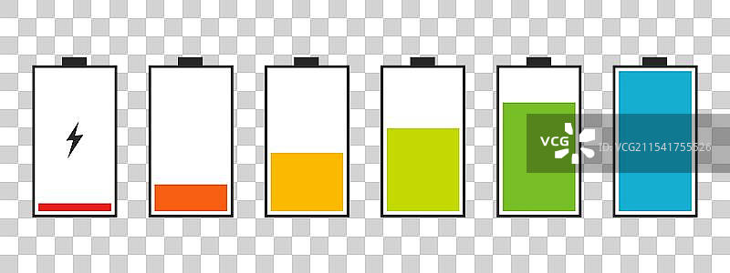 手机电池充电状态平面符号集图片素材