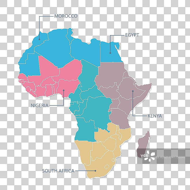 非洲所有国家的平面地图图片素材