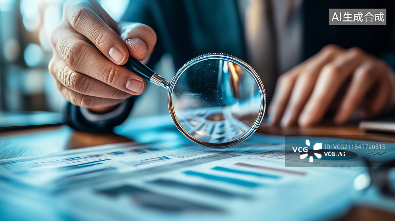 【AI数字艺术】放大镜聚焦文字的研究场景图片素材