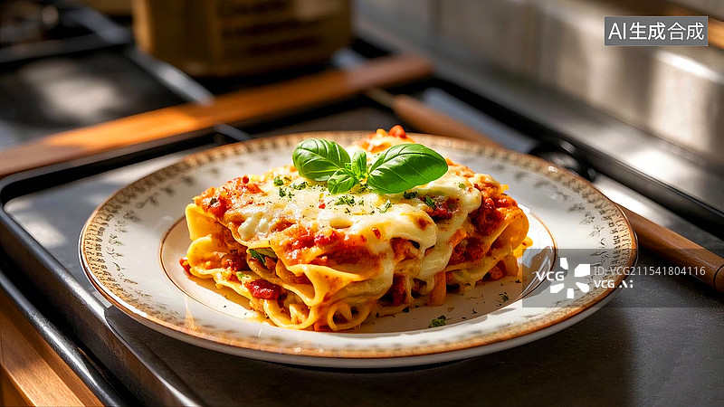 【AI数字艺术】意大利烤宽面条美食图片素材