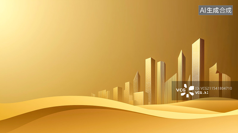 【AI数字艺术】金色沙漠城市抽象背景图插画图片素材