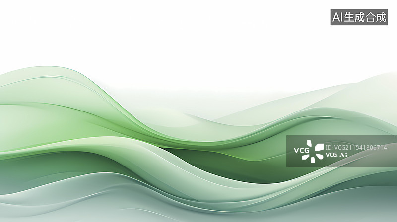 【AI数字艺术】数码科技绿白色曲线山脉插画海报背景图片素材
