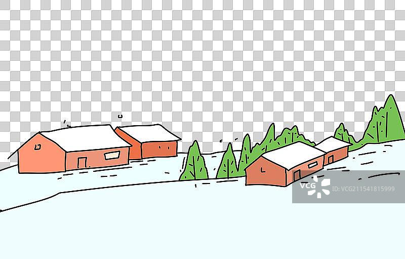 乡村，房屋，树，人间烟火气图片素材