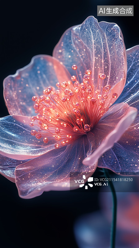 【AI数字艺术】半透明的花朵图片素材