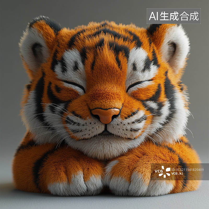 【AI数字艺术】一只卡通呆萌的老虎图片素材