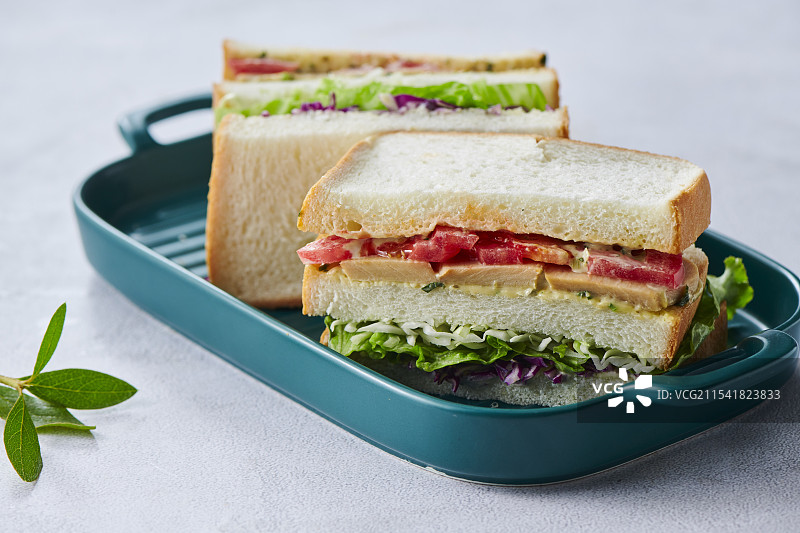 早餐三明治美食的特写图片素材