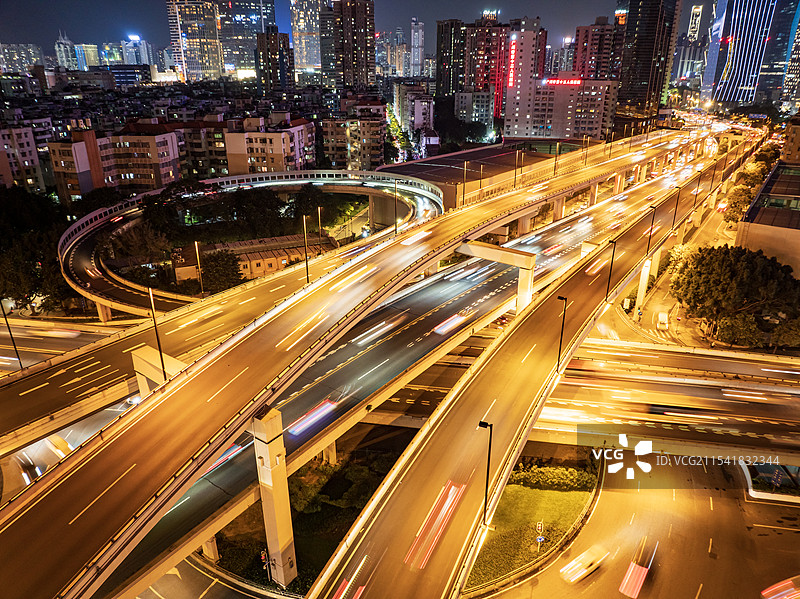 广州中山立交桥夜晚风光图片素材