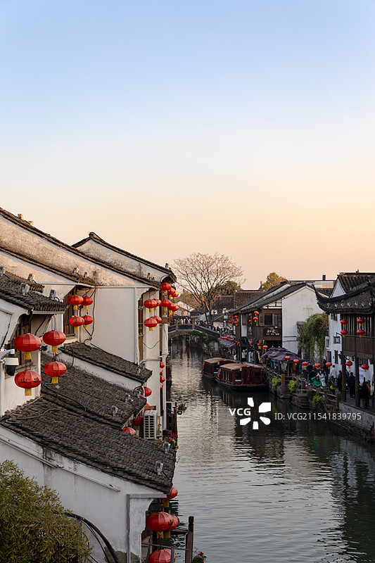 苏州山塘街黄昏风景图片素材