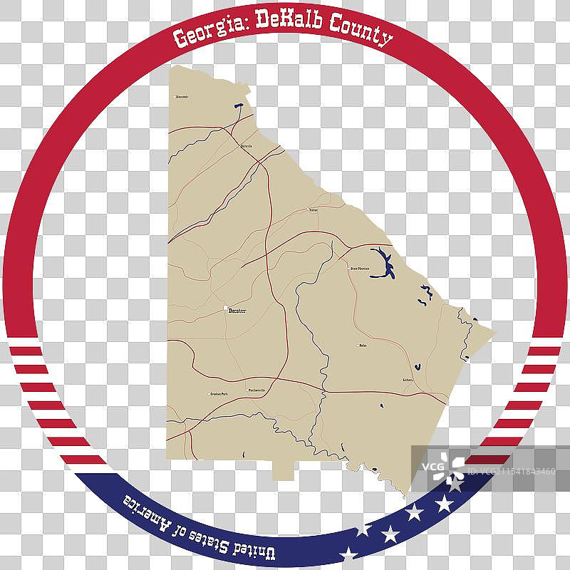 美国乔治亚州德卡尔布县地图图片素材
