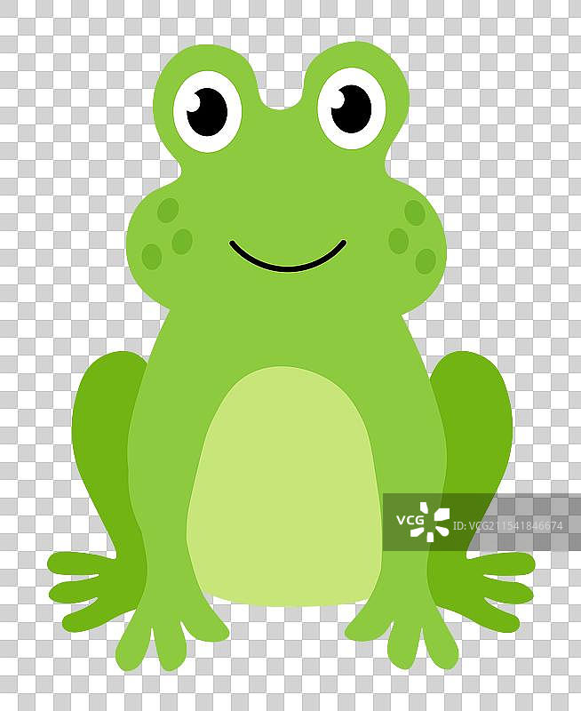 可爱的青蛙坐着微笑，儿童手绘风格图片素材