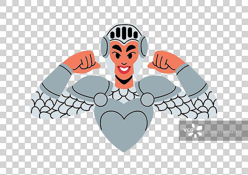 勇敢的女骑士穿着盔甲，展示着手臂图片素材