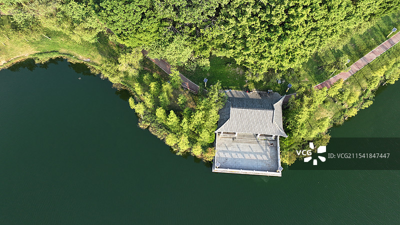 广州大学城中心湖公园航拍图片素材