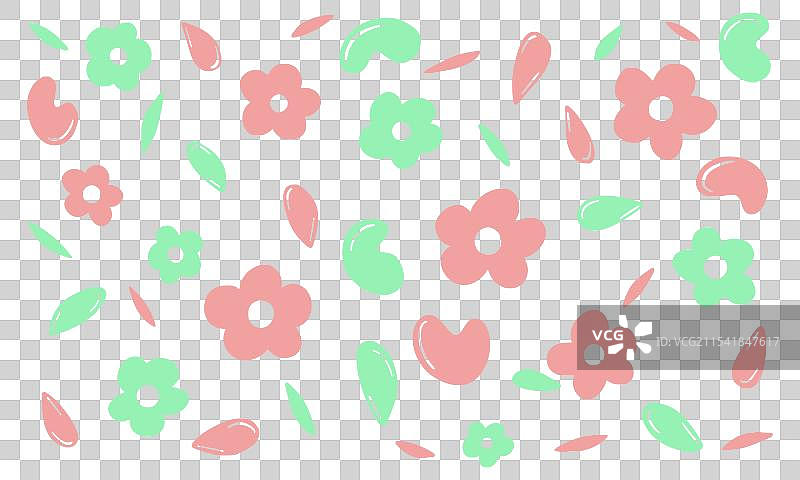 粉色和绿色花瓣的柔和花卉图案图片素材