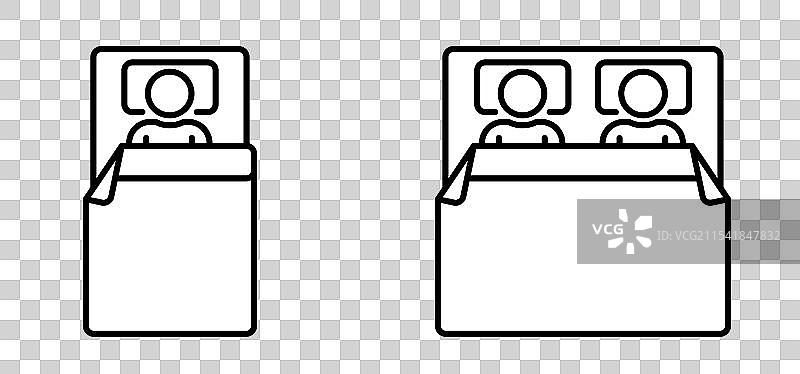 卡通单人床或双人床图标卧室图片素材