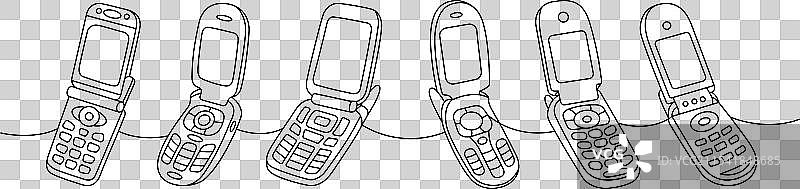 复古电话一线连续画集图片素材