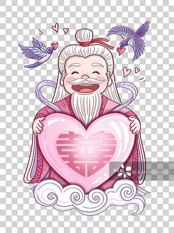 乘着祥云抱着桃心送祝福的喜神临门图片素材