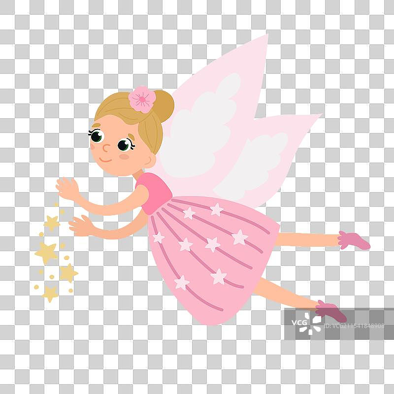 可爱的美丽仙女在白色背景上独立展示图片素材
