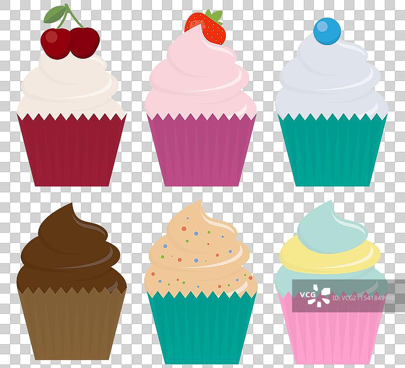 令人愉悦且色彩缤纷的杯子蛋糕，展现出一个图片素材