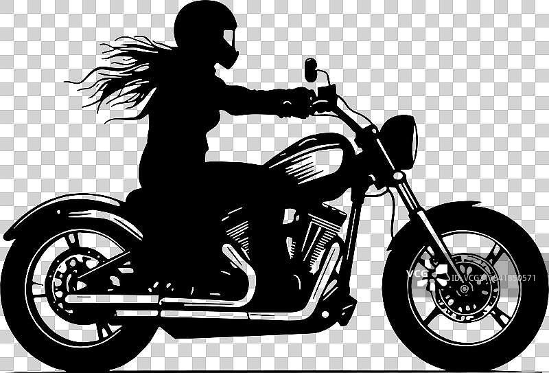 骑摩托车的女性剪影图片素材