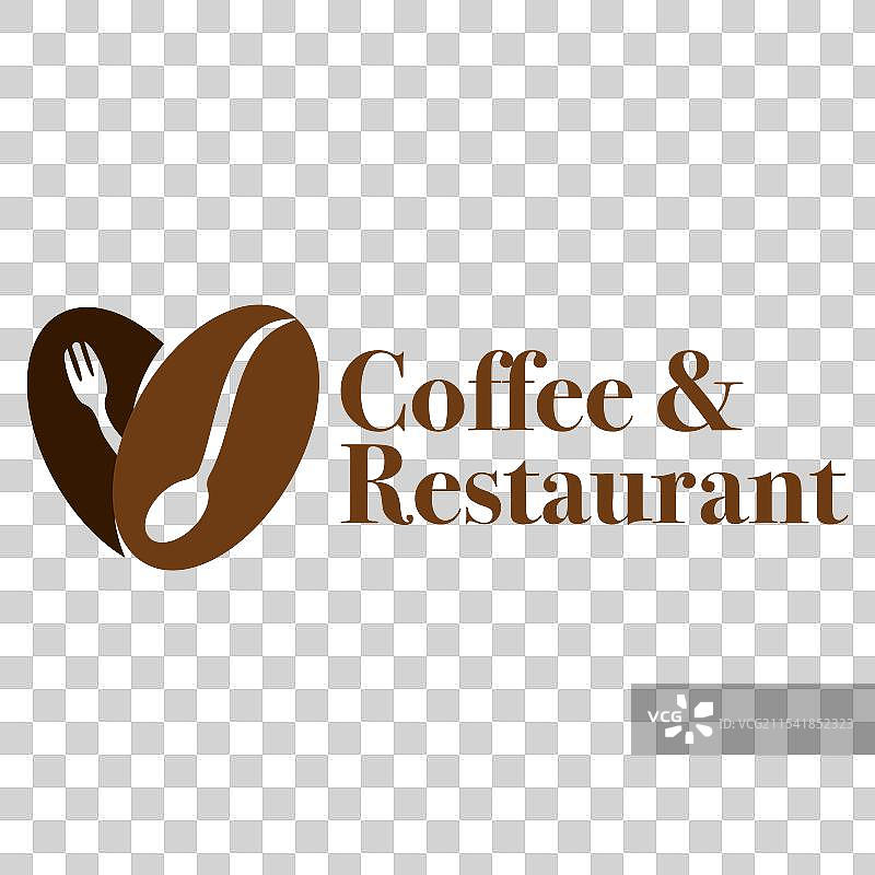 咖啡和餐厅扁平极简风格的标志设计图片素材