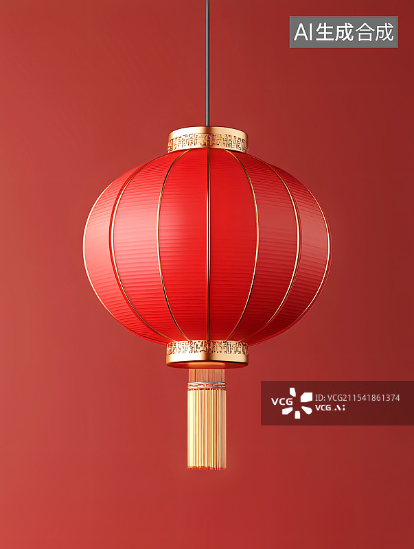 【AI数字艺术】孤立在背景上3d红色灯笼图片素材
