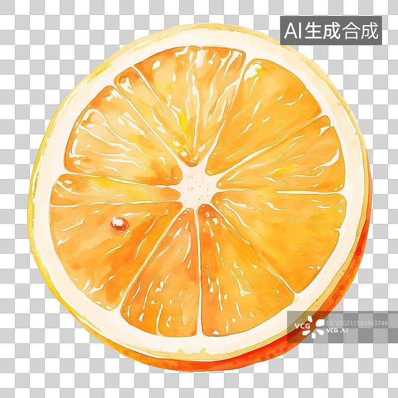 【AI数字艺术】橙子切片，多汁的水果，水彩画风格图片素材
