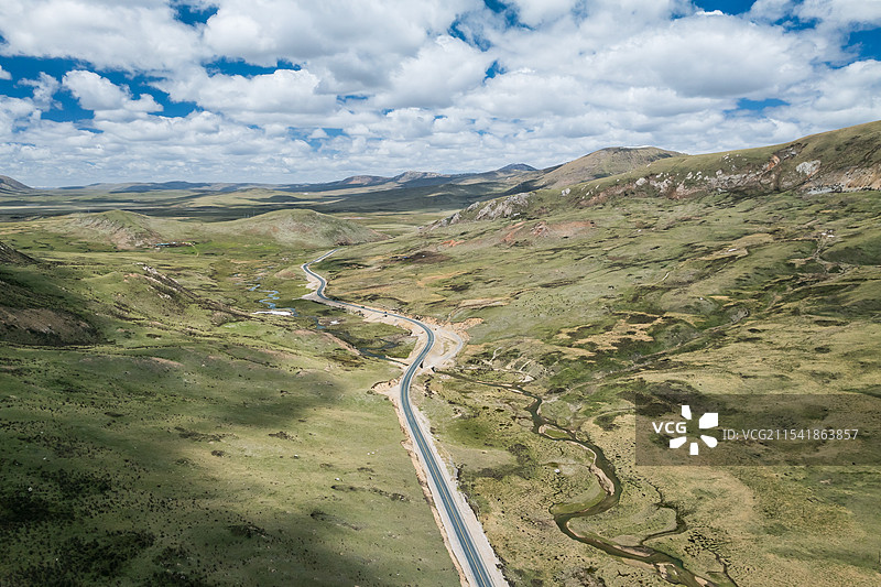 青海玉树G214青藏公路唐蕃古道航拍自然风光图片素材