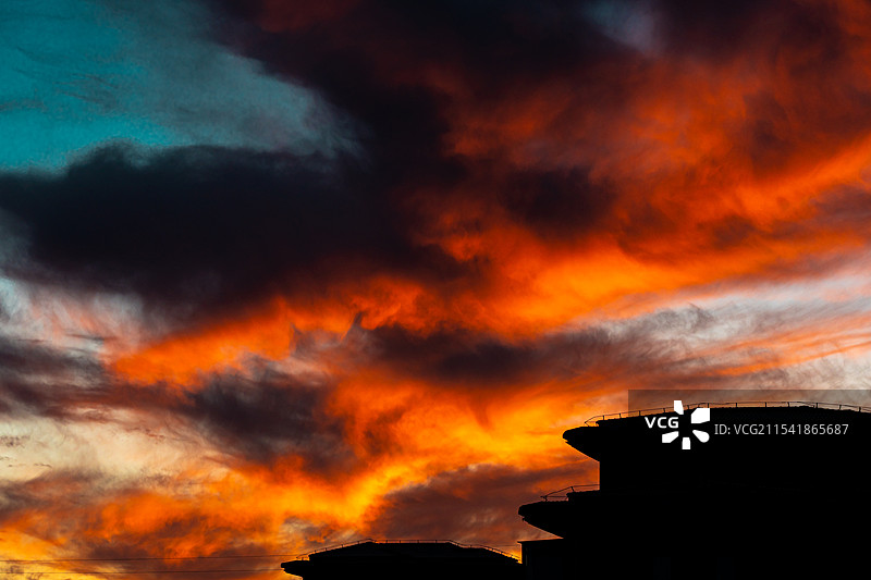 威海晚霞火烧云图片素材