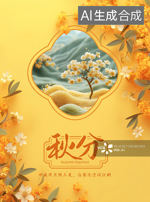 【AI数字艺术】秋分节气海报图片素材