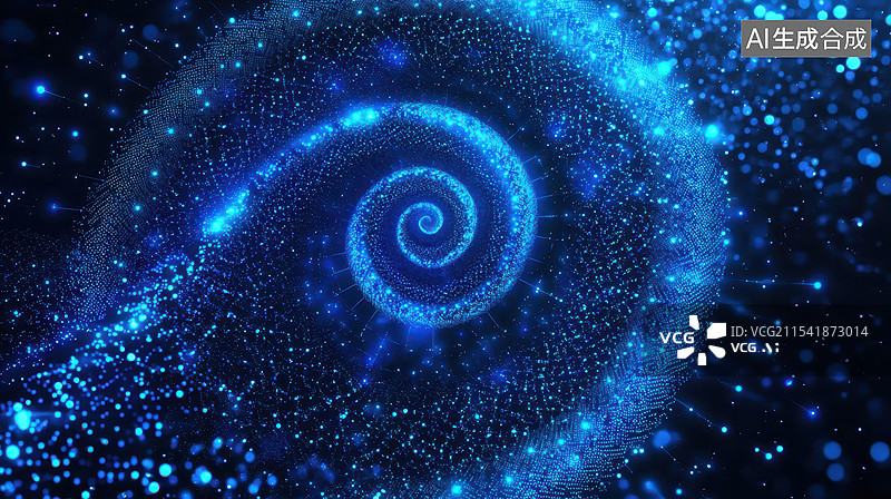 【AI数字艺术】蓝色螺旋星云图片素材