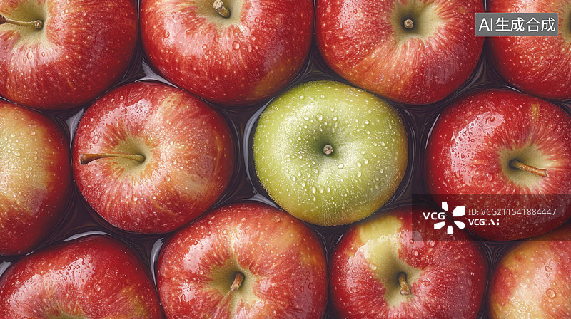 【AI数字艺术】新鲜红富士苹果图片素材