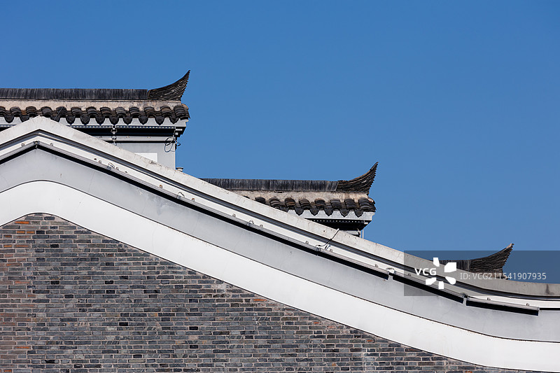 常德河街仿古建筑白墙青砖黛瓦图片素材